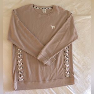 Pink Lace Up Oversize Sweatshirt